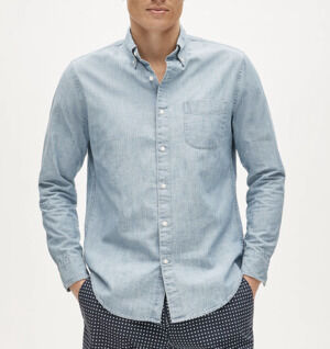J. Crew Men’s Chambray Button-Down Shirt in Light Blue, Small